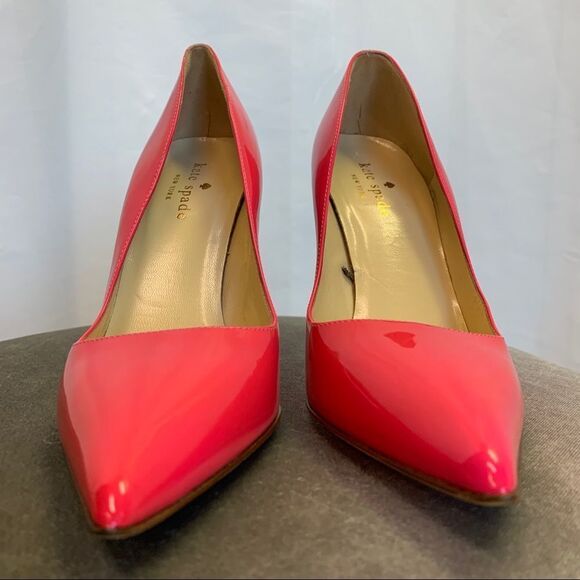 KATE Spade liquorice lipstick pink patent leather high heel pumps Sz 6.5🇨🇦 - Picture 7 of 10